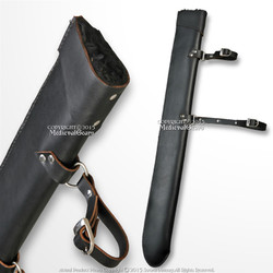 34" Black Faux Fur Lined Medieval Sword Scabbard LARP Cosplay Carrying Sheath