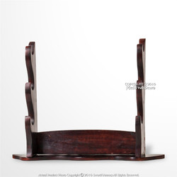 Dark Brown Solid Wood Three Tiers Samurai Katana Table Top Sword Display Stand