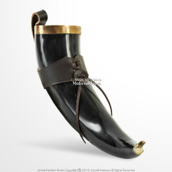 Medieval Style Viking Drinking Horn Cup with Leather Hanger Renaissance Costume