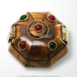 Bejeweled Bos Taurus Cow Bone Jewelry Box with Brass Fittings Velvet Lining