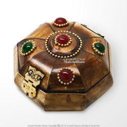 Bejeweled Bos Taurus Cow Bone Jewelry Box with Brass Fittings Velvet Lining