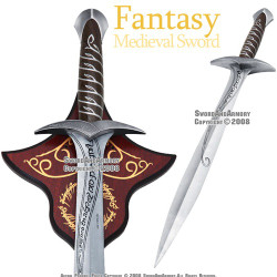 29" Polished Steel Fantasy Medieval Sword With Plaque