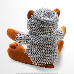 Cute Doll Bear with Medieval Chainmail Armor Stuffed Plush Toy Renaissance Gift