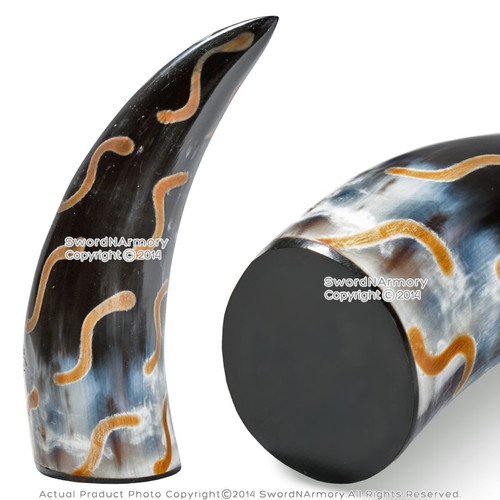 Genuine Cow Horn 6.5 Inch Long Paper Weight with Decorative Burned Pattern Gift Genuine Cow Horn 6.5 Inch Long Paper Weight with Decorative Burned Pattern Gift