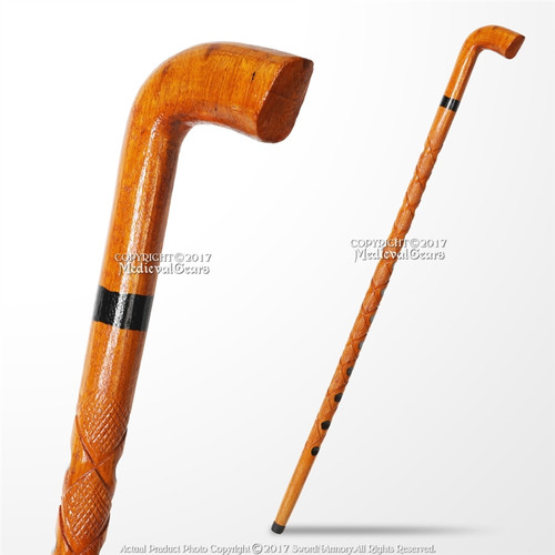 36'' Handcrafted Lady Bug Etched Design Eucalyptus Wooden Stick Walking Cane