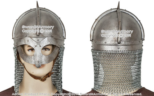 Functional Viking Gjermundbu Helmet with Aventail Chainmail