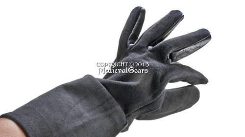 Medieval Genuine Black Suede Chainmail Armor Gloves 