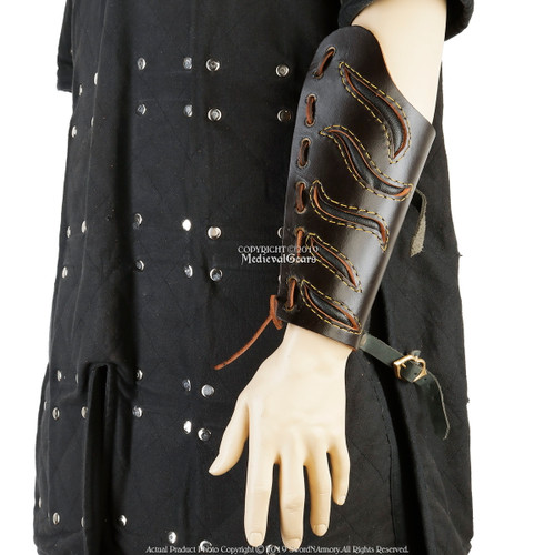 1 Pair Medieval Leather Armor Arm Bracers with Straps LARP Renaissance Costume 1 Pair Medieval Leather Armor Arm Bracers with Straps LARP Renaissance Costume