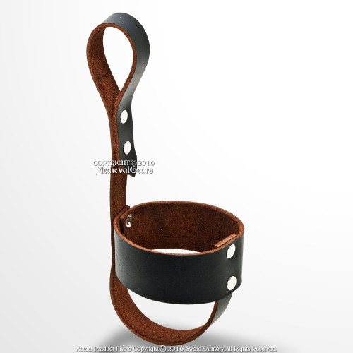 Leather Medieval Style Bottle Flask Holder LARP Renaissance Potions Holster