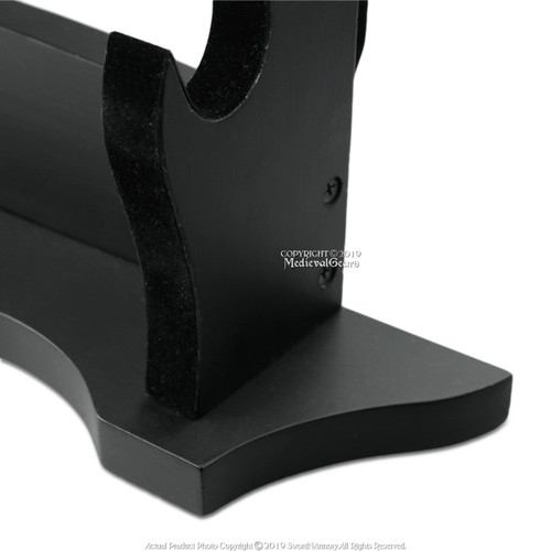 3-Tier Solid Wood Table or Wall Mount Katana Sword Display Dragon Back Velvet 