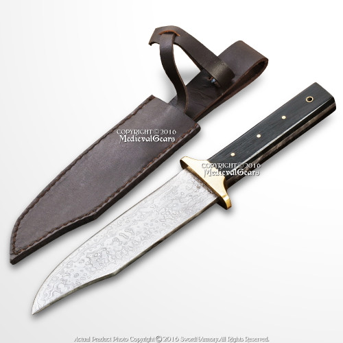Folded Steel Damascus Handmade Fixed Blade Drop Point Knife Silver Inlay Sheath Folded Steel Damascus Handmade Fixed Blade Drop Point Knife Silver Inlay Sheath