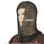 Black Medieval Chainmail Hood Coif Butted MildSteel LARP Renaissance Reenactment