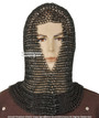 Black Medieval Chainmail Hood Coif Butted MildSteel LARP Renaissance Reenactment