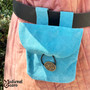 Black Medieval Renaissance Fair Costume Suede Leather Pouch Satchel Bag LARP SCA