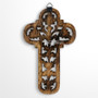 Wooden Burnt Antique Medieval Knight Cross Cutout Five Keychain Holder Rack Plaq