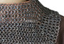 Titanium Medieval Chainmail Mantle Collar Armor w/Leather Buckle Flat Ring Rivet