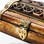 Genuine Hand Carved Camel Bone and Brass Velvet Lined Jewelry Trinket Box