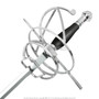 Bundle:Renaissance Swept Hilt Rapier Fencing Sword with Black Handle + Sword Belt Frog Holder Right Hand Left Hand Medieval Rivets Fairs Theatrical Play LF93