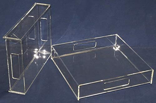 Acrylic Serving Trays, Clear, Case of 3, 12 inch square, 2 Inch sides