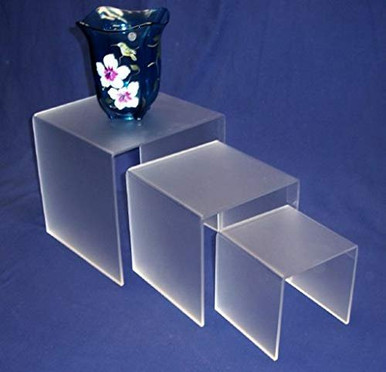 3 Piece Square Acrylic Riser Set, Frosted, 2 Sets Included - ClearStands