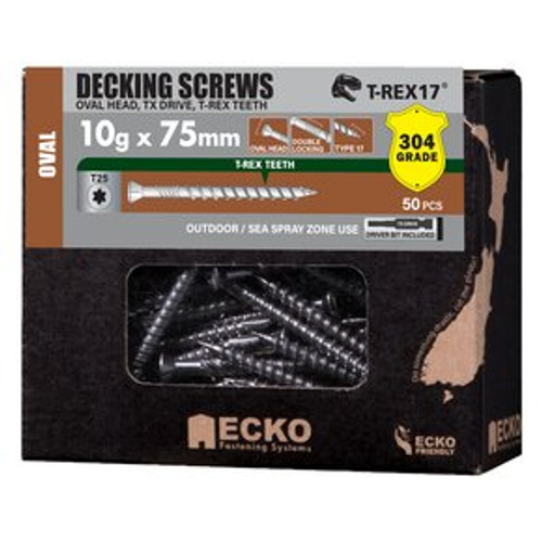 Ecko Deck Screw 10 X 75 Oval T25 S/S304 50Pk [Archived]