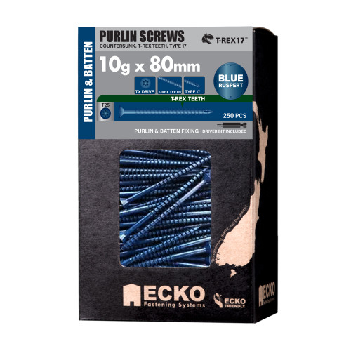 Ecko Purlin Screw Blue 10G X 80 Csk T25 250Pk