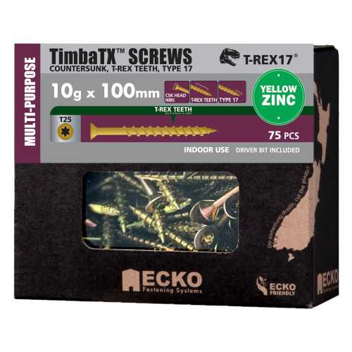 Timbatx Screw Zinc 10G X 100 T25 Csk 75Pk
