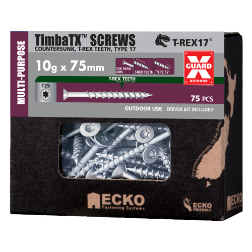 Timbatx Screw Galv 10G X 75 T25 Csk 75Pk