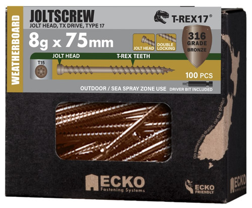 Ecko Jolt Screw 8G 75Mm S/S Bronze T15 100Pk