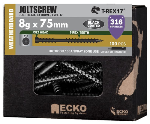 Ecko Jolt Screw 8G 75Mm S/S Black T15 100Pk