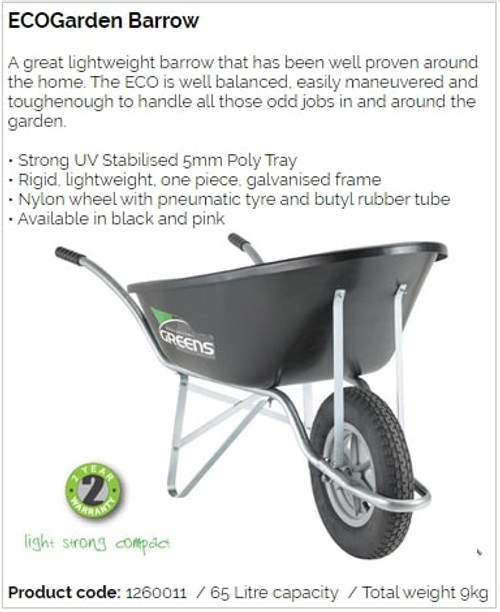 Greens Eco Garden Wheelbarrow