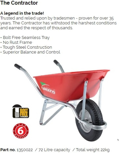 Greens Wheelbarrow Metal Contractor (Red)