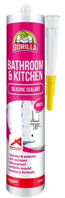 Gorilla Bathroom & Kitchen Silicone Sealant White 300Ml
