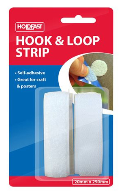 Fast Grip Self Adhesive Hook & Loop Strip 20Mmx250mm Blister