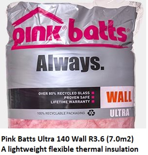 Pink Batts R3.6 Wall 140Mm Ultra 7.0M2