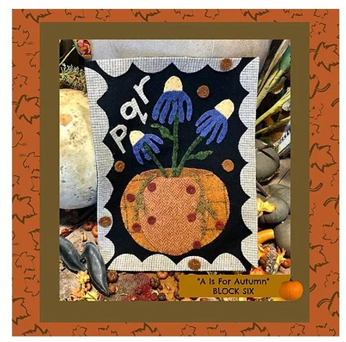 Autumn Alphabet Wool Quilt - Block 6, PQR