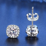 1-Carat tw Halo Style Moissanite Stud Earrings set in Sterling Silver