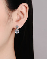 2-Carat Dangle Halo Style Earrings Moissanite Sterling Silver