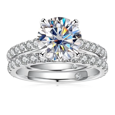 3 Carat Engagement Ring Bridal Set Moissanite set in 18K