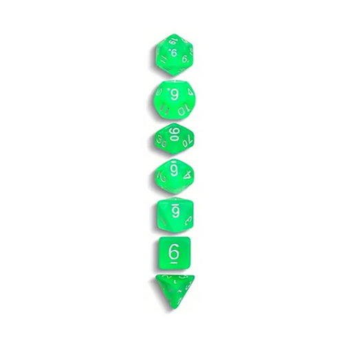 7 Die Set - Translucent Green w/ White