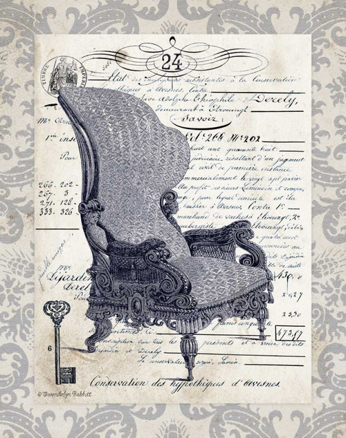 Babbitt Gwendolyn Indigo Chair I Vintage ? cm64X50 Immagine su CARTA TELA PANNELLO CORNICE Verticale