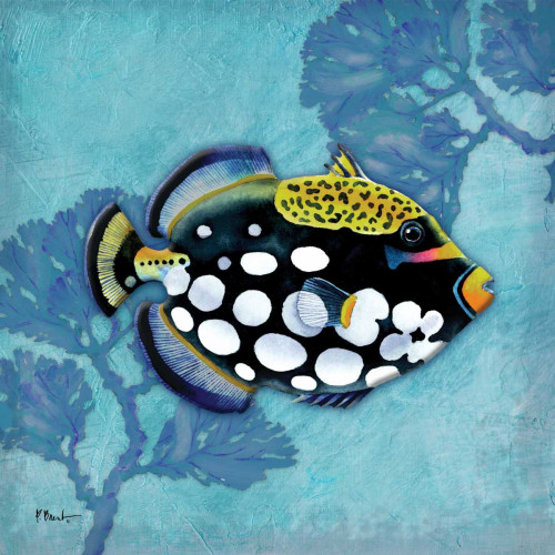 Brent Paul Azure Tropical Fish III Animali cm54X54 Immagine su CARTA TELA PANNELLO CORNICE Quadrata