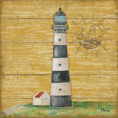 Brent Paul Boothbay Faro II Costiero cm73X73 Immagine su CARTA TELA PANNELLO CORNICE Quadrata