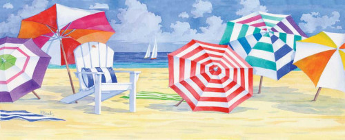 Brent Paul Umbrella Beach Costiero cm50X128 Immagine su CARTA TELA PANNELLO CORNICE Orizzontale