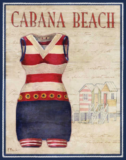 Brent Paul Cabana Beach Costiero cm64X50 Immagine su CARTA TELA PANNELLO CORNICE Verticale