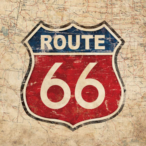 Harbick N Route 66 II Sq segni cm74X74 Immagine su CARTA TELA PANNELLO CORNICE Quadrata
