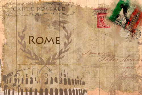 Allen Kimberly cartolina Roma europeo cm48X70 Immagine su CARTA TELA PANNELLO CORNICE Orizzontale