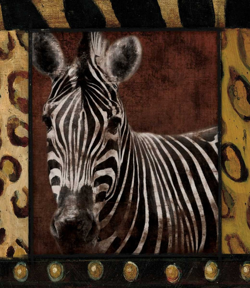 Grey Jace zebra Dordered Animali cm91X77 Immagine su CARTA TELA PANNELLO CORNICE Verticale