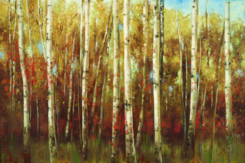 K. Ella Birch Forest Paesaggio cm78X117 Immagine su CARTA TELA PANNELLO CORNICE Orizzontale