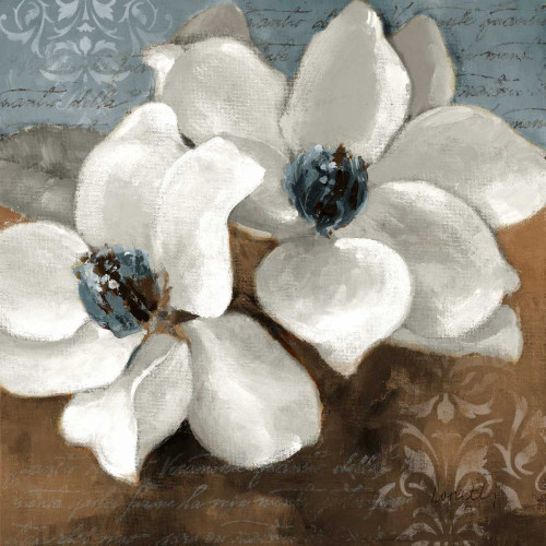 Loreth Lanie Bianco Magnolias II Floreale cm80X80 Immagine su CARTA TELA PANNELLO CORNICE Quadrata